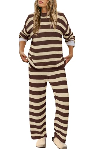 Image of SENSERISE Womens Striped Set Sweater Lounge Sets