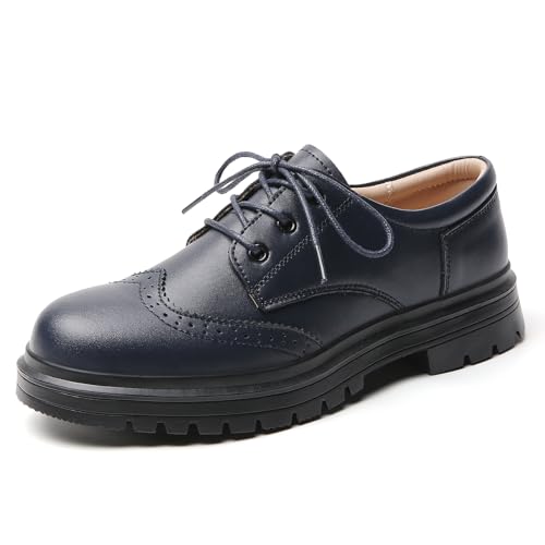 Image of Women's Oxford Shoes Classic Brogue-Style Platform Casual School Dress Shoes