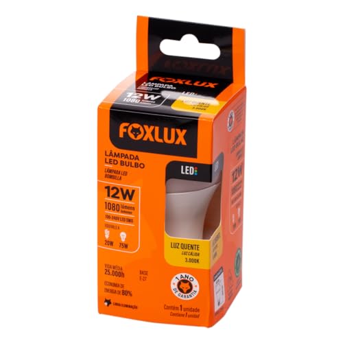 Lâmpada LED Bulbo Foxlux – 12W – 3000K – Luz Amarela – 1080 lm – ...