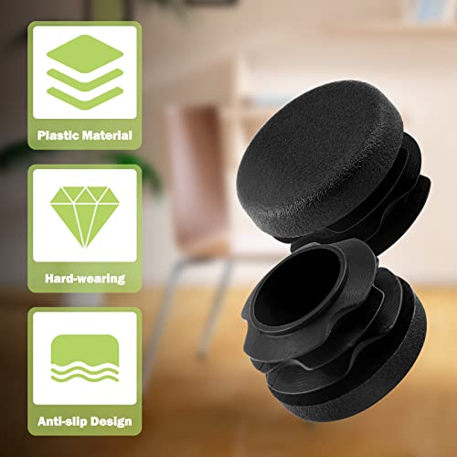 Image of Jiozermi 24 Pcs 1 inch Round Plastic Plug, Black Round Plastic End Cap Furniture Finishing Plug for Pipe Post, Chairs and Furniture