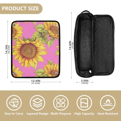 Bolsa de viaje para herramientas de cabello Retro Amarillo Girasol Rosa con alfombrilla para plancha y organizador portátil para planchas y accesorios de cuidado del cabello miniatura 4