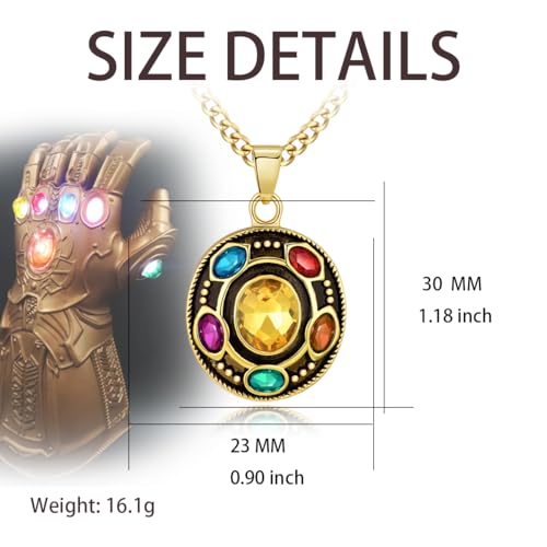Infinity Gauntlet Necklace Thanos Infinity Stone Pendant Jewelry Gifts for Teen Son Daughter Men Women3