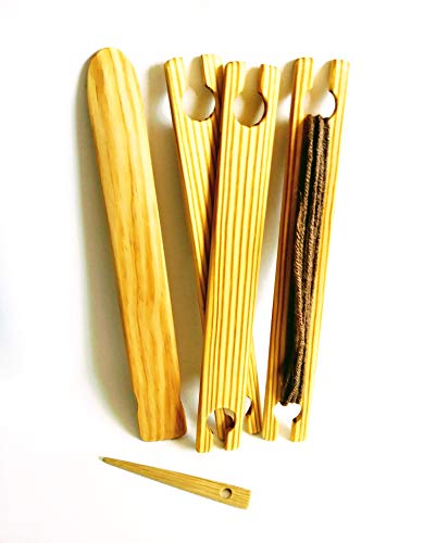 LoomsAndToolz 5 Piece 16 inch Weaving Shuttles, Free Pick up and Stick Needle