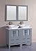 Bosconi AGR224SQCM 48" Double Vanity Set with Square Vessel Sinks, Countertops, 2 Cabinets, and 2 Mirrors, Gray/Carrara Marble, 2 Piece