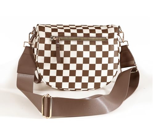 Image of FEIBOON Spacious Checkered Nylon Crossbody Bag Bum Bag Handbags Wallets for Women