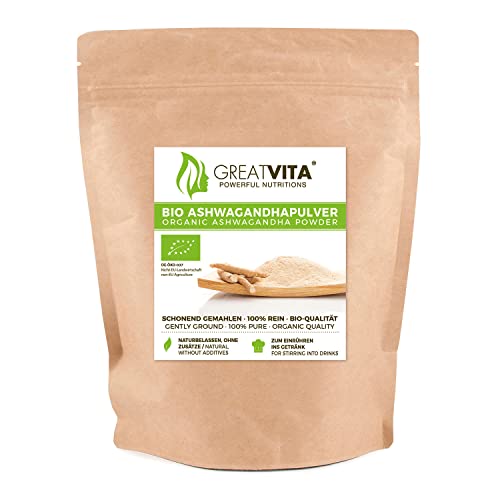 GreatVita Bio Ashwagandha Pulver, 400g, ohne Zusätze