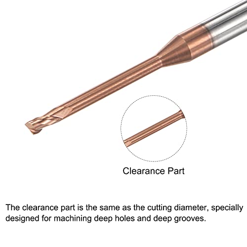 Image of uxcell Square Nose End Mill, 2mm Solid Carbide AlTiSin Coated Long Reach CNC Router Bits 2 Flutes Milling Cutter with Extended Neck, 20mm Cutting Length 4mm Shank