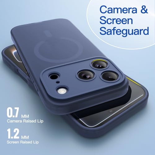 Image of JETech Magnetic Matte Case for iPhone 17 Pro, Deep Blue | Compatible with MagSafe, Translucent Frosted Soft TPU Cover, Anti-Yellowing, Anti-Fingerprint, Shockproof