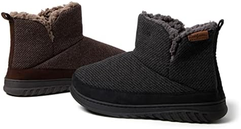 Dearfoams mens James Woven Boot Slipper, Black, Medium US | Image 7