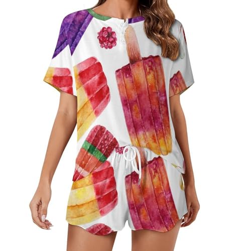 Pyjama pour femme couleur glaces à l'eau, tenue de nuit manches courtes pour vos matins d'été