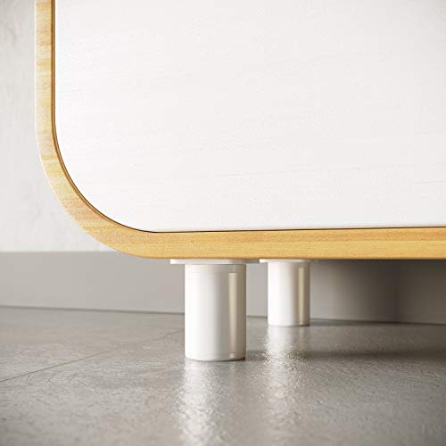 sossai® MFR1 Designer Furniture Feet Height Adjustable Set of 8 Round Profile Diameter 40 mm Colour: White Height: 100 mm (+20 mm) Material: Aluminium - Image 4