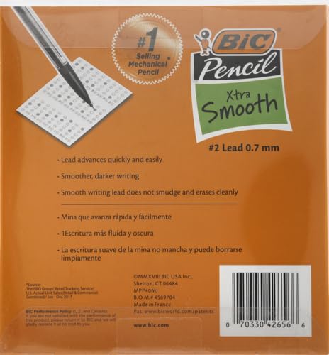 Image of BIC Xtra Smooth Mechanical Pencil with 0.7 mm Medium Point, Refillable and Retractable, 40-Count (Pack of 8)