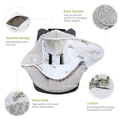 Car Seat Blankets for Babies Winter Quilted Warm Baby Swaddle Wrap Newborn Swaddle Blanket for Baby Boys Girls 0 to 3 Months (Zebra) - Image 5