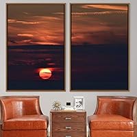 2 Piece Framed Canvas Wall Art Colorful Sky and Mountain Landscape Canvas Prints Home Artwork Decoration for Living Room,Bedroom - 16