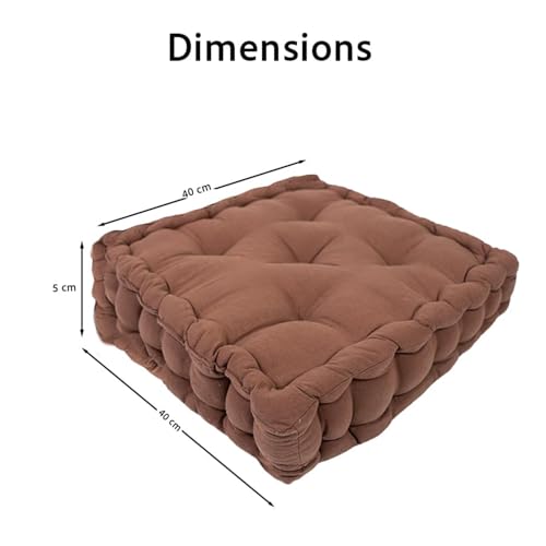 Image of PrettyKrafts Cotton Chair Pad | Chair Cushion Pad | Chair Cushion | Soft & Comfortable Sitting | Chair Cushion Pad for Sitting (40x40x8cm, Brown Large)