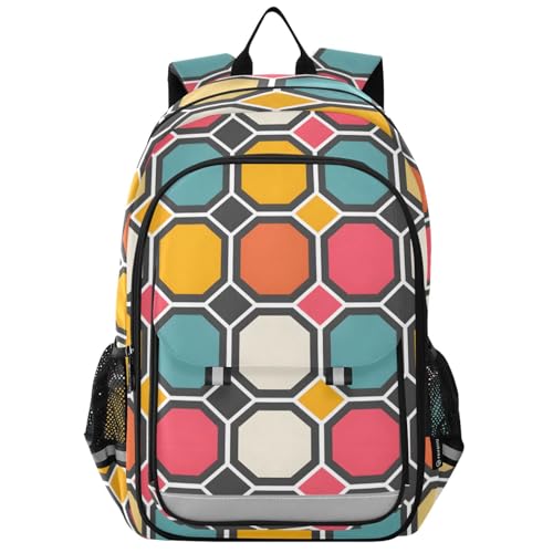 Sac à dos géométrique hexagonal Mnsruu pour école et ordinateur portable