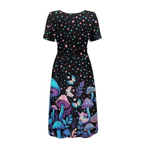 Image of Women's Summer Formal Dresses Short Sleeve Wrap V Neck Dresses Bridesmaid Wedding Guest Dress with Pockets