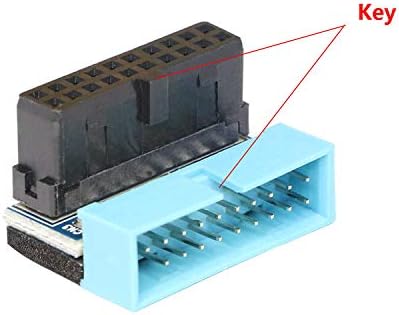 USB 3.0 20pin Male 90 Degree to Female Extension Adapter, USB 19-Pin Extension Adapter Up Down Angled 90 Degree Connector for Motherboard Mainboard (Buckle outward)