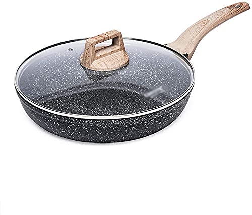 HQHYGM Non-Stick Frying Pan with Lid Ultralight with Tempered Glass Lid and Heat Resistant Handles-20CM Skillet (Size : 24CM)