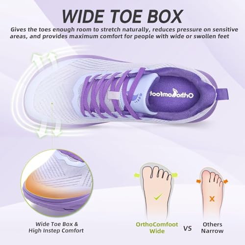 Women's Orthopedic Diabetic Wide Running Shoes: Comfortable Casual Arch Support Plantar Fasciitis Fashion Sneakers, High Arch Work Tennis Walking Shoes for Foot and Heel Pain Relief2