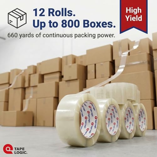 Image of Tape Logic Packing Tape (12-Rolls), 2 inch x 55 yd - Heavy Duty Packaging Tape Refill for Shipping, Moving, Order Fulfillment, Hot Melt 1.6 Mil