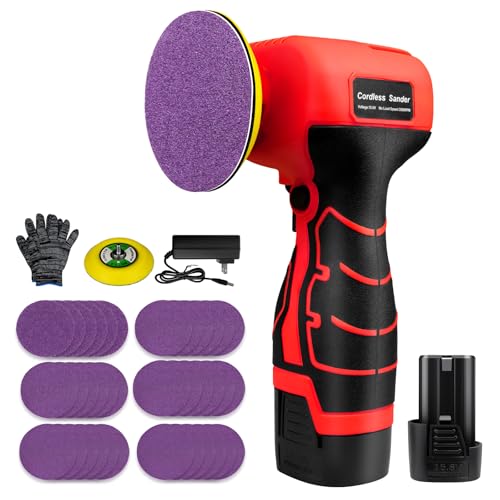 16.8V Cordless Electric Sander with 36PCS Sandpapers, 3500 RPM, 3.0Ah Battery, Lightweight & Compact Design for Wood, Metal, Paint Removal, and DIY Projects