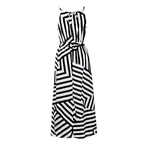 Baskuwish LDSKJ5477 Women Sexy Boho Halter High Low Irregular Hem Maxi Long Evening Party Beach Dress Sundress Black thumb #3