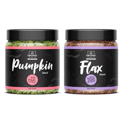 Image of Organic Box 100% Natural & Premium Pumpkin and Flax Seeds - Raw Pumpkin Seeds for Eating 250 gm Each| Immunity Booster and Protein Rich Seeds | Healthy Diet Snacks 500gm - Diwali Gift Pack