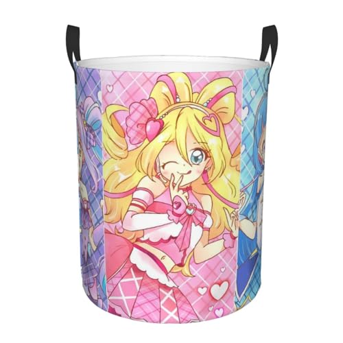 ランドリーバスケット キミとアイドルプリキュア♪ 収納かご 洗濯物入れ 収納ボックス 折り畳み 大容量 雑貨 おもちゃ収納バッグ 寝室、洗濯室、 バスルームのための脱衣かご 耐久性 持ち手付き ランドリーかご S
