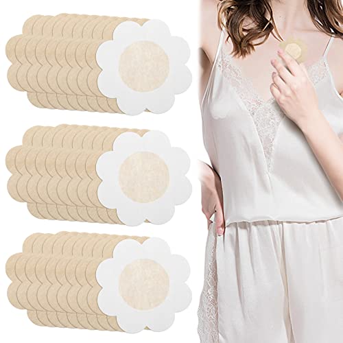 Lot de 60 cache-tétons invisibles en satin pour les tétons et les marguerites - Pour femmes et filles - En forme de fleur (30 paires) Cover