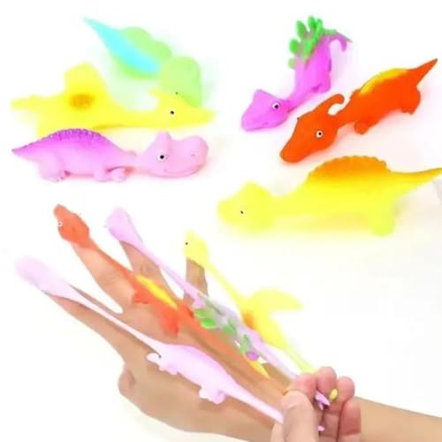 NOBONU Slingshot Dinosaur Finger Toys, TPR Material, Finger Dinosaurs Sling Shot That Stick to Walls, Slingshot Dinosaur Finger 