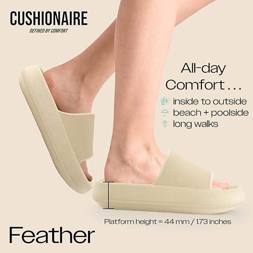 Cushionaire FEATHER-KHAKI-10 Women'S Feather Cloud Recovery Slide Sandals thumb #1