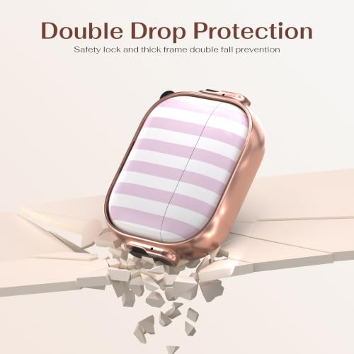 Image of for AirPods Pro 3rd Case with Safety Lock, Magsafe Compatible, Pink Stripes | Double Secure Lock,Drop Protection,Two-Piece Design,with Gold Keychain, Anti Lost, Dustproof, Cute AirPod Pro 3 Case