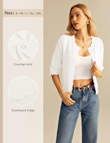 Image of GRACE KARIN Womens 3 /4 Sleeve Cardigan Sweater, Lightweight Cropped Cardigan Trendy, Dressy Casual Crochet Bolero Shrugs
