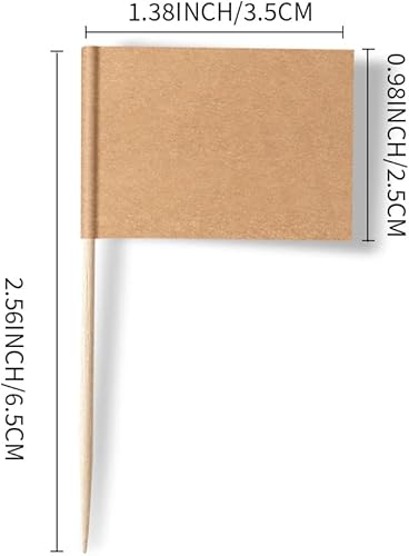 Miniatura 2 de Mflagperft Banderas de palillo de dientes en blanco para etiquetado, banderas pequeñas para decoración de cupcakes, alimentos, frutas, fiestas