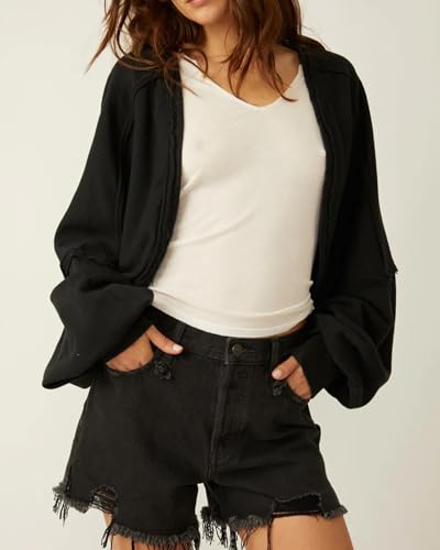Image of Kedera Women's Cropped Sweatshirts Bolero Shrug Sweater Long Sleeve Open Front Cardigan Workout Jackets Y2K Gym Fall Top