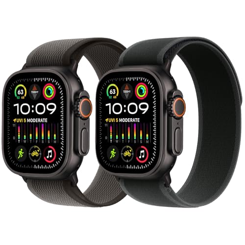 2 pulseras Trail Loop de nailon – Compatible con Apple Watch Ultra 2/Ultra pulsera 49 mm 46 mm 45 mm 44 mm, correas trenzadas textiles elásticas deportivas con iWatch Ultra 2, Ultra Series 10 SE/9/8/7