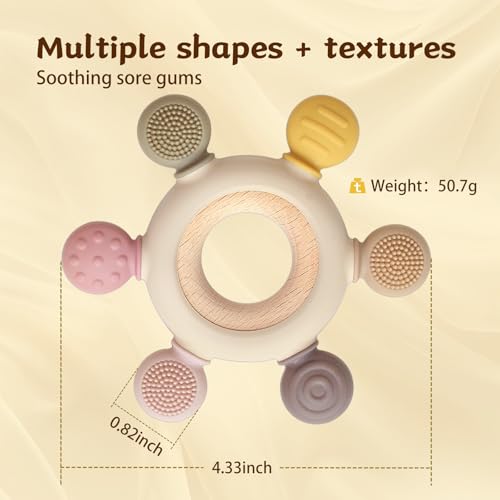 Image of 3 Packs Teether Rings for 0-6 6-12 Months Babies, Teething Toys with Pacifier Clip Holder, Baby Chew Toys for Sucking Needs, Baby Essentials
