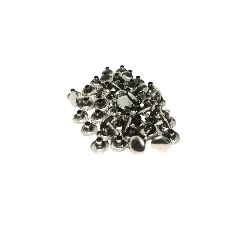 Nimida™ Double Cap Rivets | Metal | Large Size-12 mm | Colour Silver | for DIY Leather Craft | Pack of 50