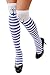 DRESS ME UP - W-034 Chaussettes hautes rayées bleu et blanc avec ancre déguisement de femme marin carnaval