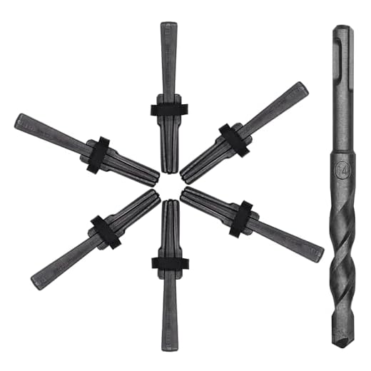 6 Pcs Stone Splitter and 1 Pcs Rotary Hammer Drill Bit Wedge and Feather Shims Concrete Marble Granite Rock Stone Splitting Hand Tools (9/16" (14mm))