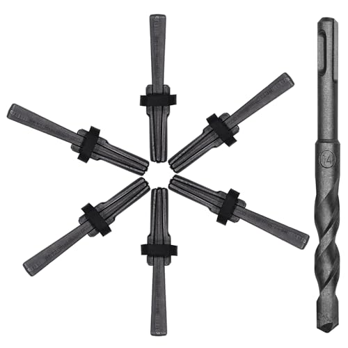 Csdtylh 6PCS Rock Splitting Wedges and 1PCS Rotary Hammer Drill Bit Wedge and Feather Shims Stone Splitter Tools for Granites Concretes Boulders Volcanic Rocks Limestone Rocks