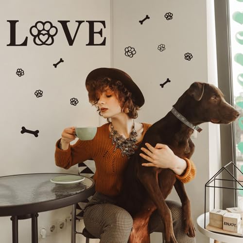 SUPERDANT 41PCS Love and Dog Paw Wall Sticker Paw Prints Wall Decals Animal Wall Art Stickers Peel and Stick DIY Black Vinyl Art Decorations for Dog Lover Bedroom Living Room Wall Decor - Image 3