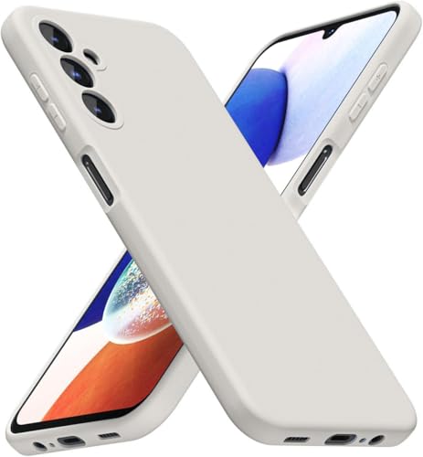 Image of DIZORO Microfiber Candy Case Compatible For Samsung M15 5G Smooth Touch Cushion Liquid Soft Silicone Gel Rubber Phone Cases Non-Slip Full Body Protective Shockproof Back Cover (Stone),Off White