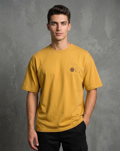 Image of Nobero Men's Oversized Graphic T-Shirt for Men | Soft Cotton | Drop Shoulder Relaxed Fit | Printed Casual Tshirt for Men