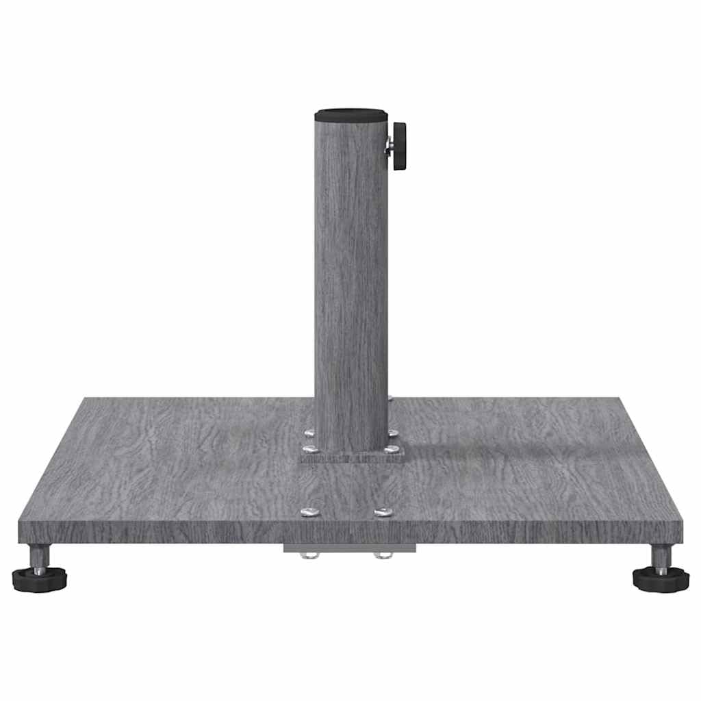 Supporto per ombrellone grigio scuro, effetto legno, 45 x 45 x 31 cm, base in acciaio, con ruote, per balcone, terrazzo, giardino
