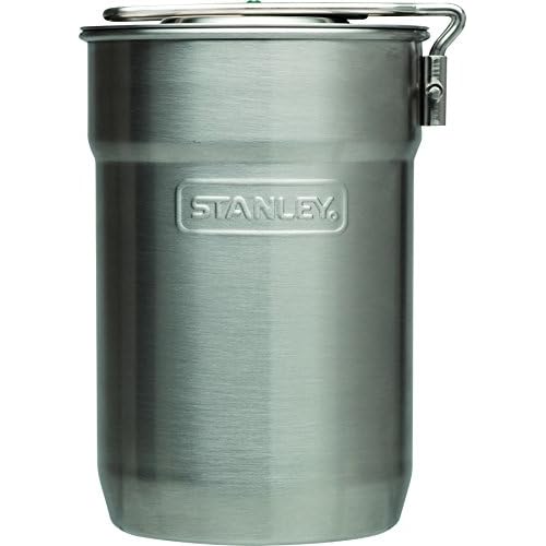 Stanley Adventure Camp Cook Set - 24oz Kettle with 2 Cups - Stainless Steel Camping Cookware with Vented Lids & Foldable + Locking Handle - Lightweight Cook Pot for Backpacking/Hiking/Camping