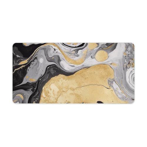 Tapis de souris grand format marbre noir or pour bureau élégant à la maison