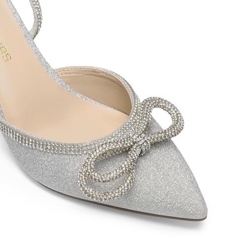 DREAM PAIRS Kitten Heels Rhinestone Bow Ankle Strap Stiletto Pointed Closed Toe Heels for Women Pumps Wedding Bridal Party Dress Shoes3