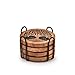 Kimona Coasters Set of 4 Handmade Round Wooden Tree of Life Coasters for Drinks with Iron Holder for Any Table Type for Bar Kitchen Home Apartment (4